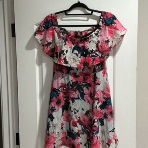 Black Halo Floral Midi Dress - Pink and Blue
